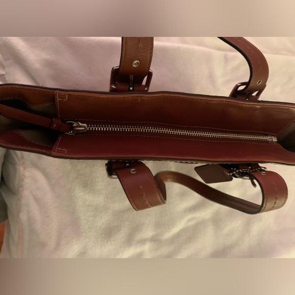 Coach Hampton Vintage Cognac Smooth Leather Tote Shoulder Bag - Picture 13 of 16